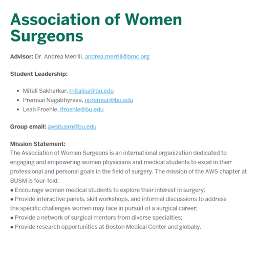 Women Nonprofits Near Me - BU Association of Women Surgeons