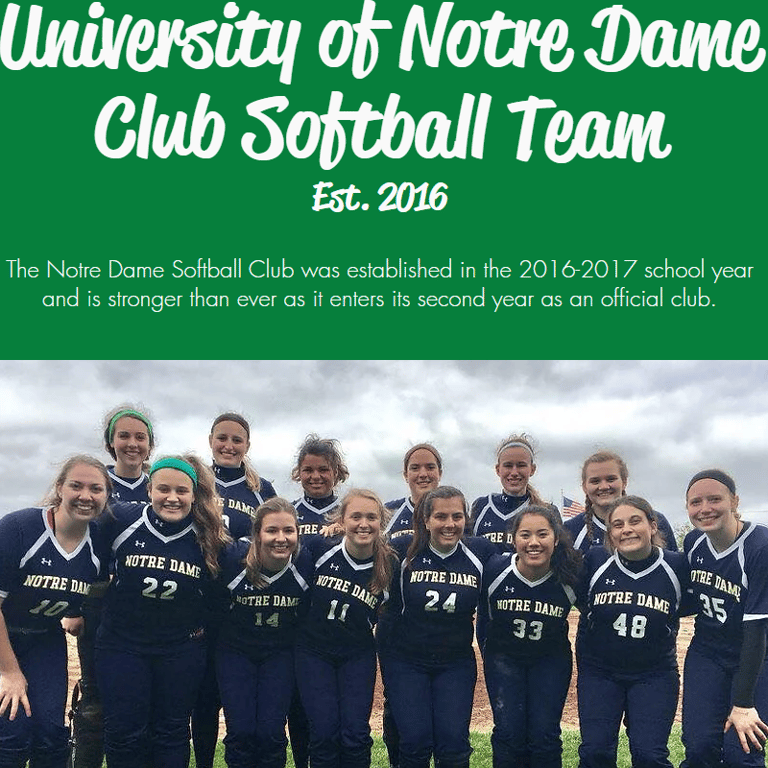Woman Category Near Me - Notre Dame Club Softball Team