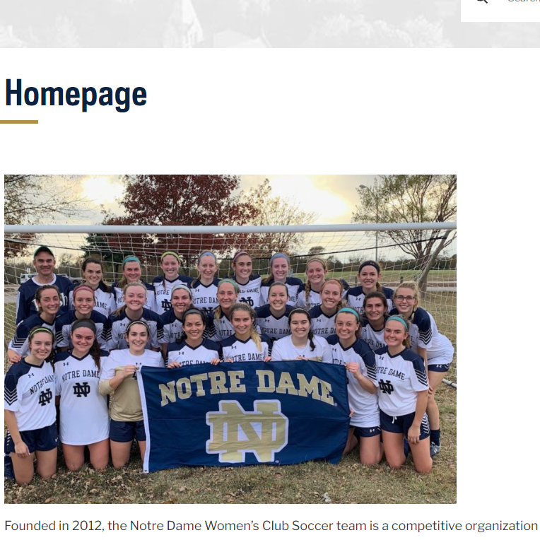 Female Organization Near Me - Notre Dame Women's Club Soccer Team