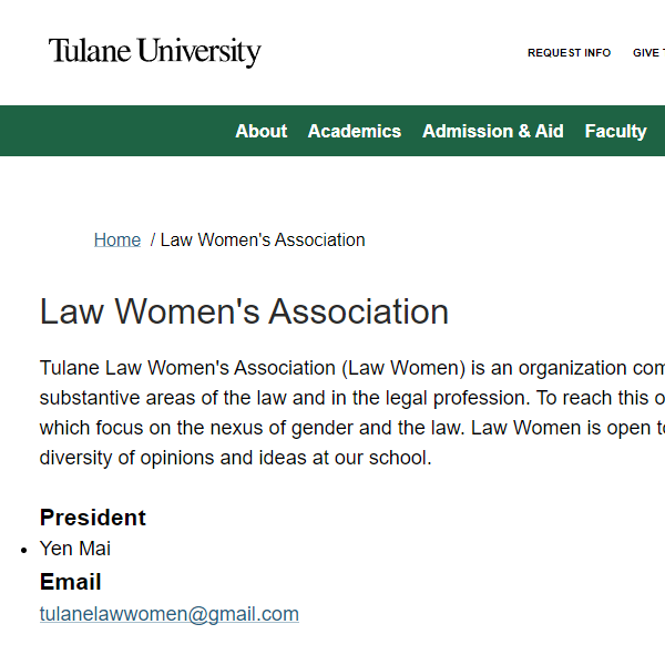 Female Organization Near Me - Tulane Law Women's Association
