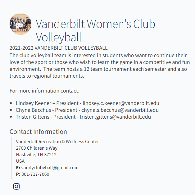 Women Nonprofits Near Me - Vanderbilt Women's Club Volleyball