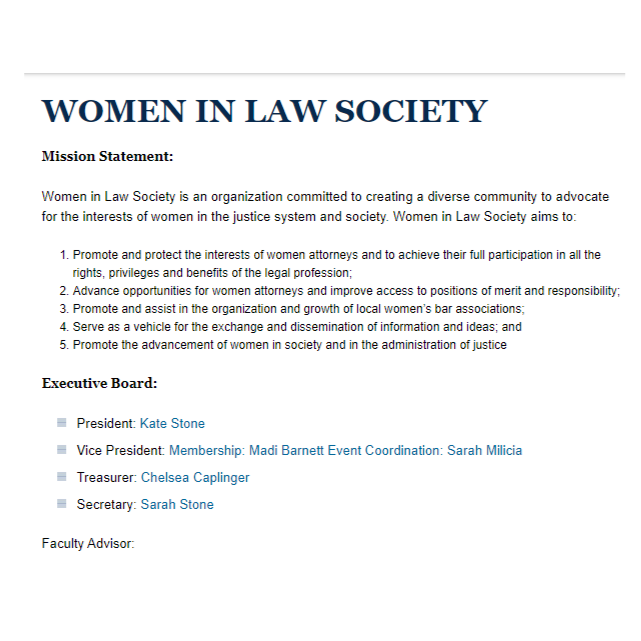Women in Law Society at Drexel Kline Law - Women organization in Philadelphia PA